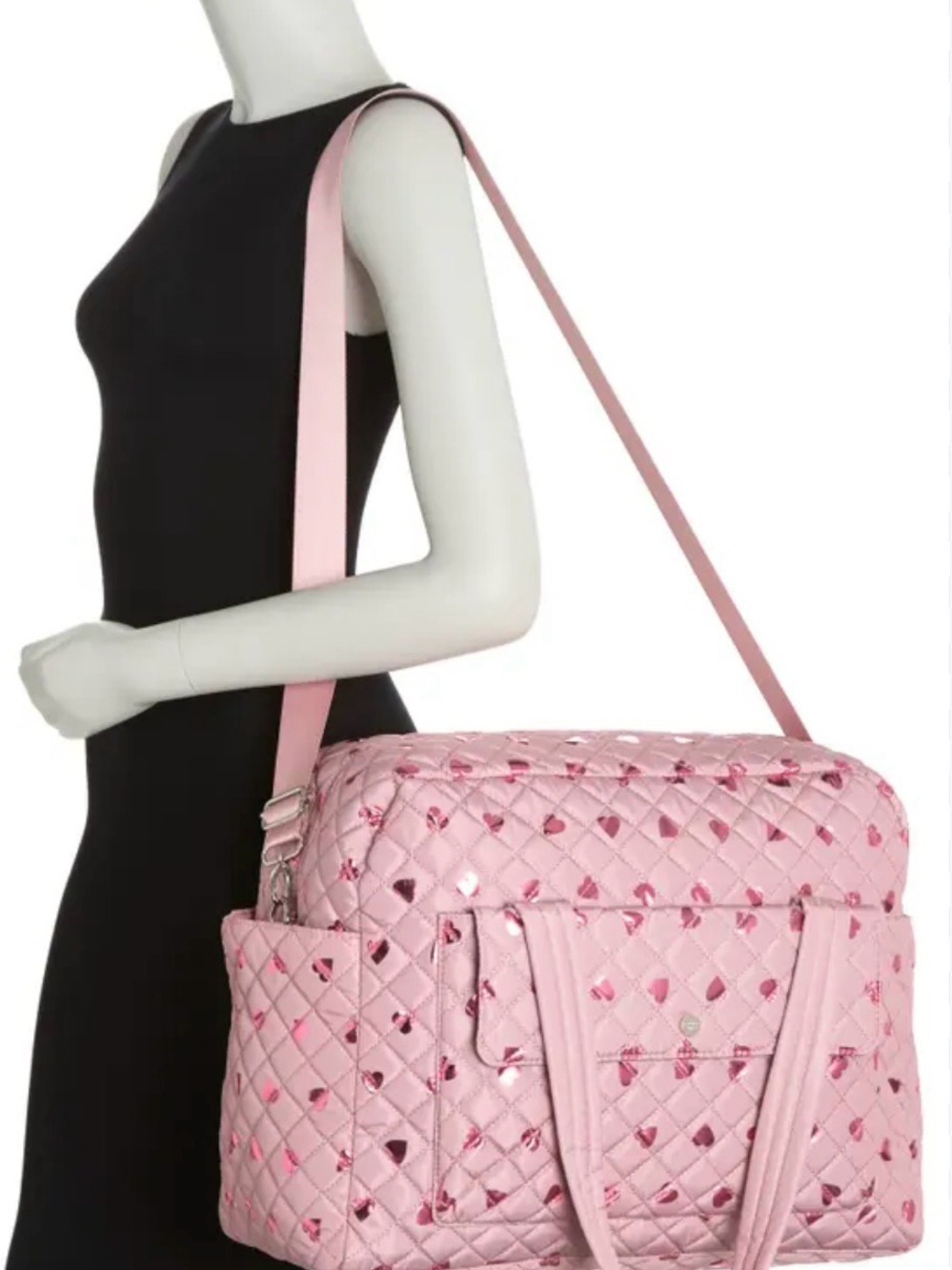 Madden Girl Weekend Bag Quilted Pink Heart-Accent Tote Bag NWOT